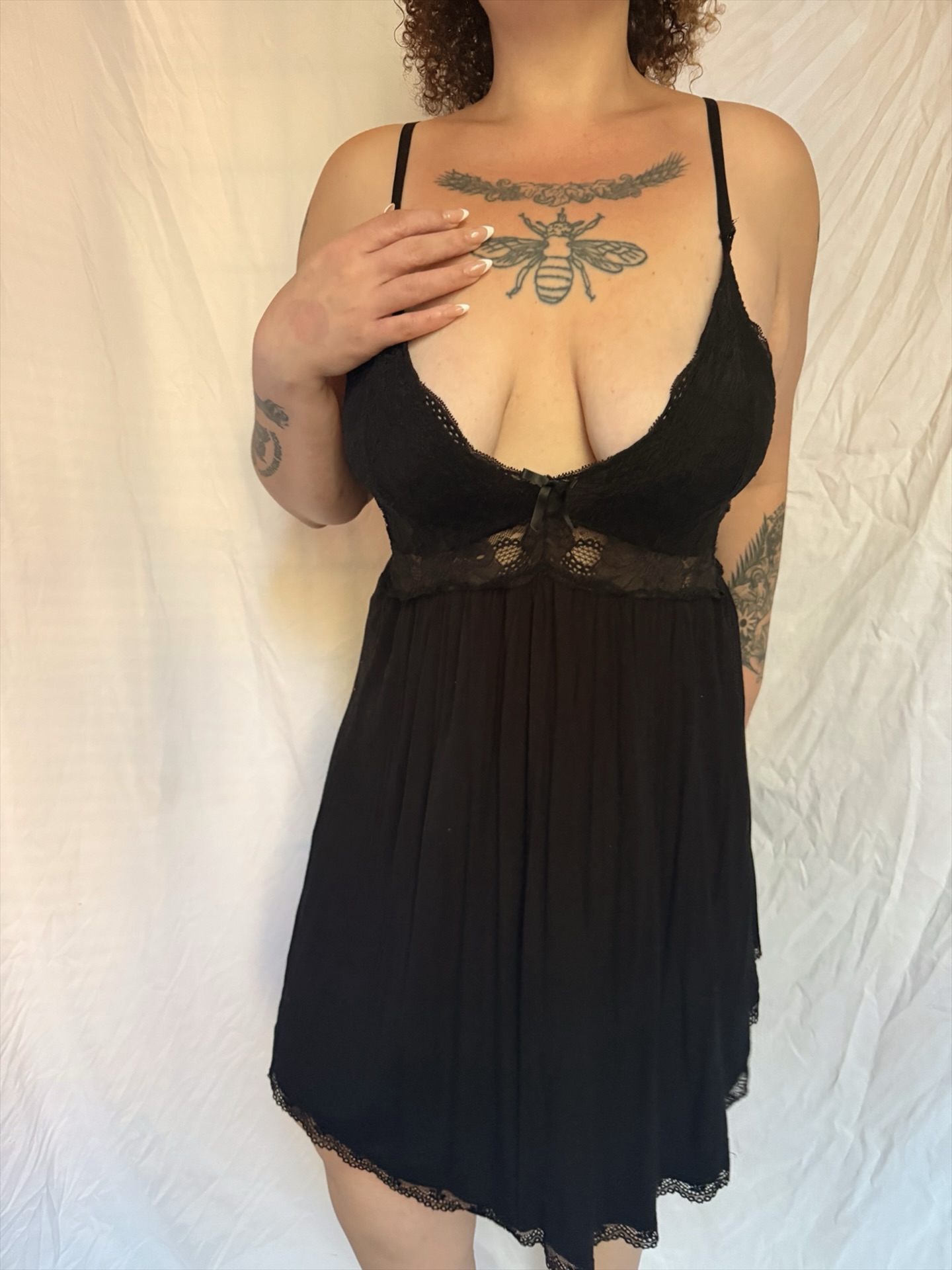 Cleo in a black nightie